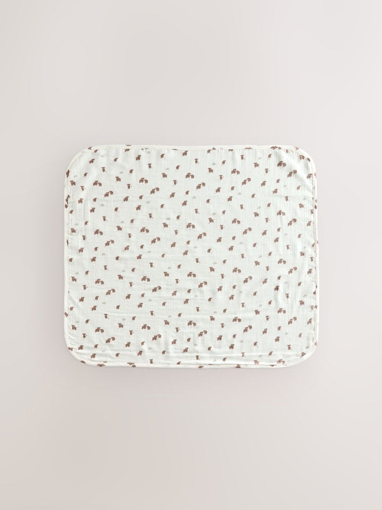 Neutral Hamish Cotton Baby Muslin Blanket - Size ONE