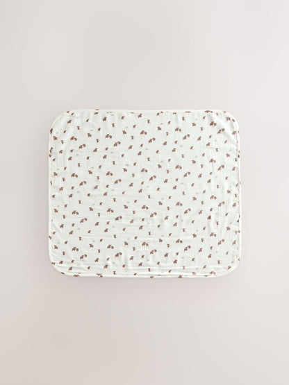 Neutral Hamish Cotton Baby Muslin Blanket - Size ONE
