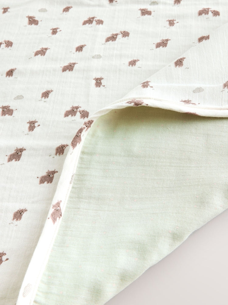 Neutral Hamish Cotton Baby Muslin Blanket - Size ONE