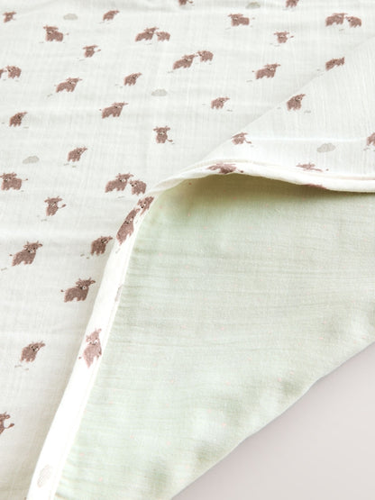 Neutral Hamish Cotton Baby Muslin Blanket - Size ONE