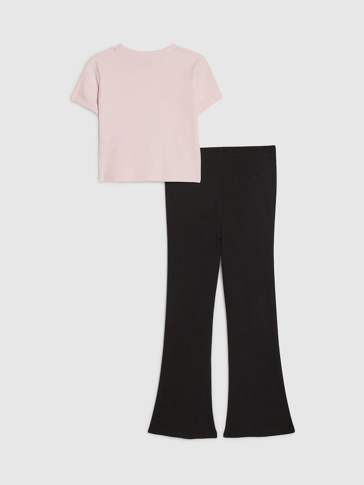 River Island Pink Bear Baby Top &amp; Leggings set