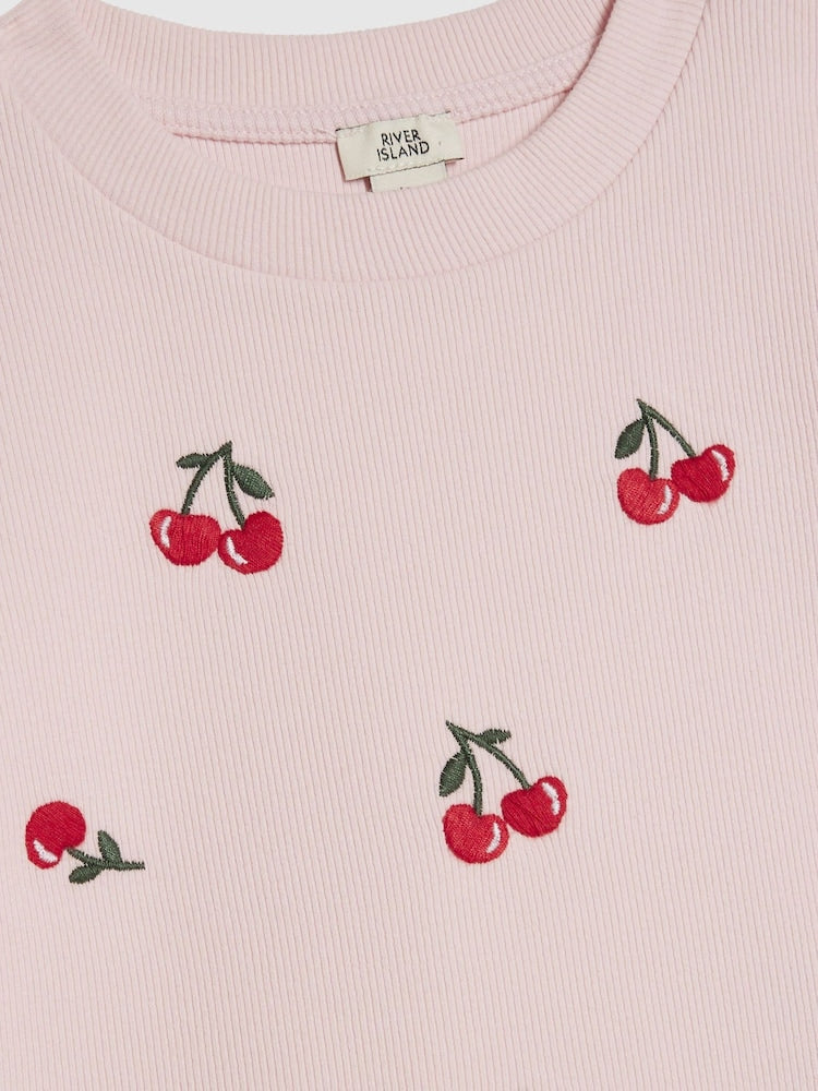 River Island Pink Bear Baby Top &amp; Leggings set
