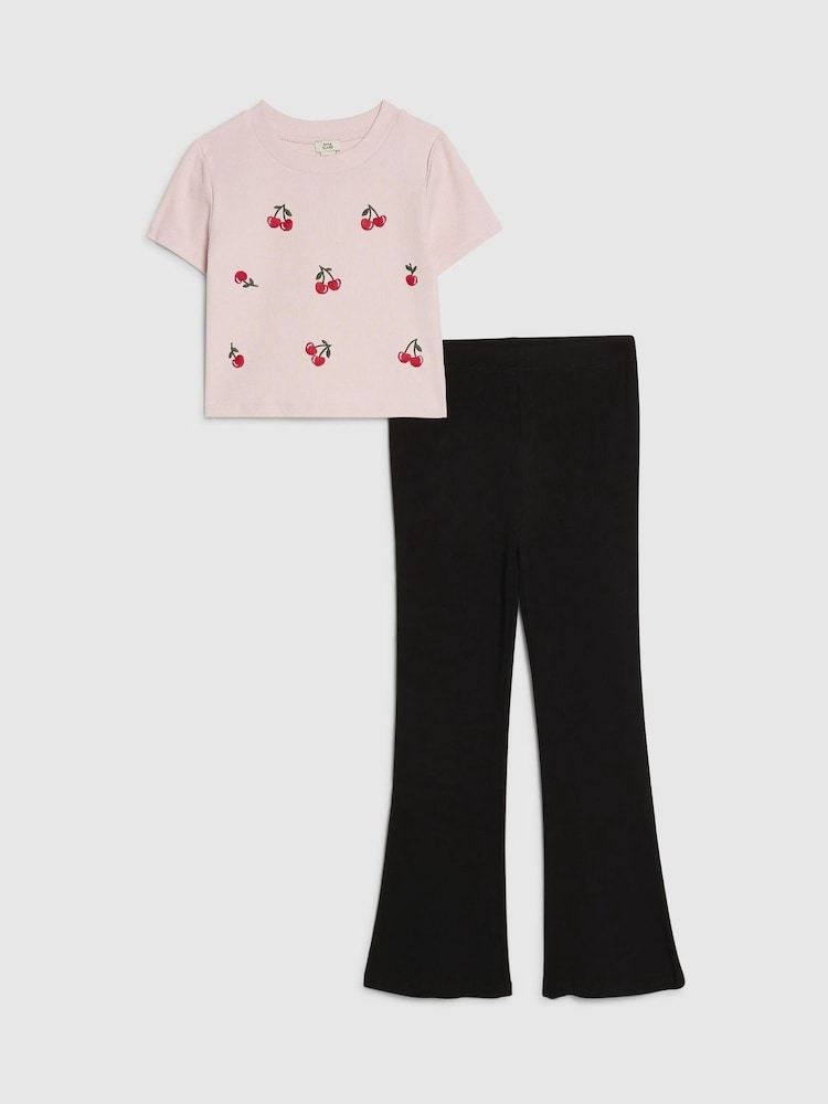 River Island Pink Bear Baby Top &amp; Leggings set