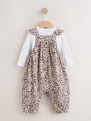 Leopard Print Baby Jersey Dungaree and Bodysuit 2 Piece Set (0mths-2yrs) - Size Up to 1 Month (56cm)