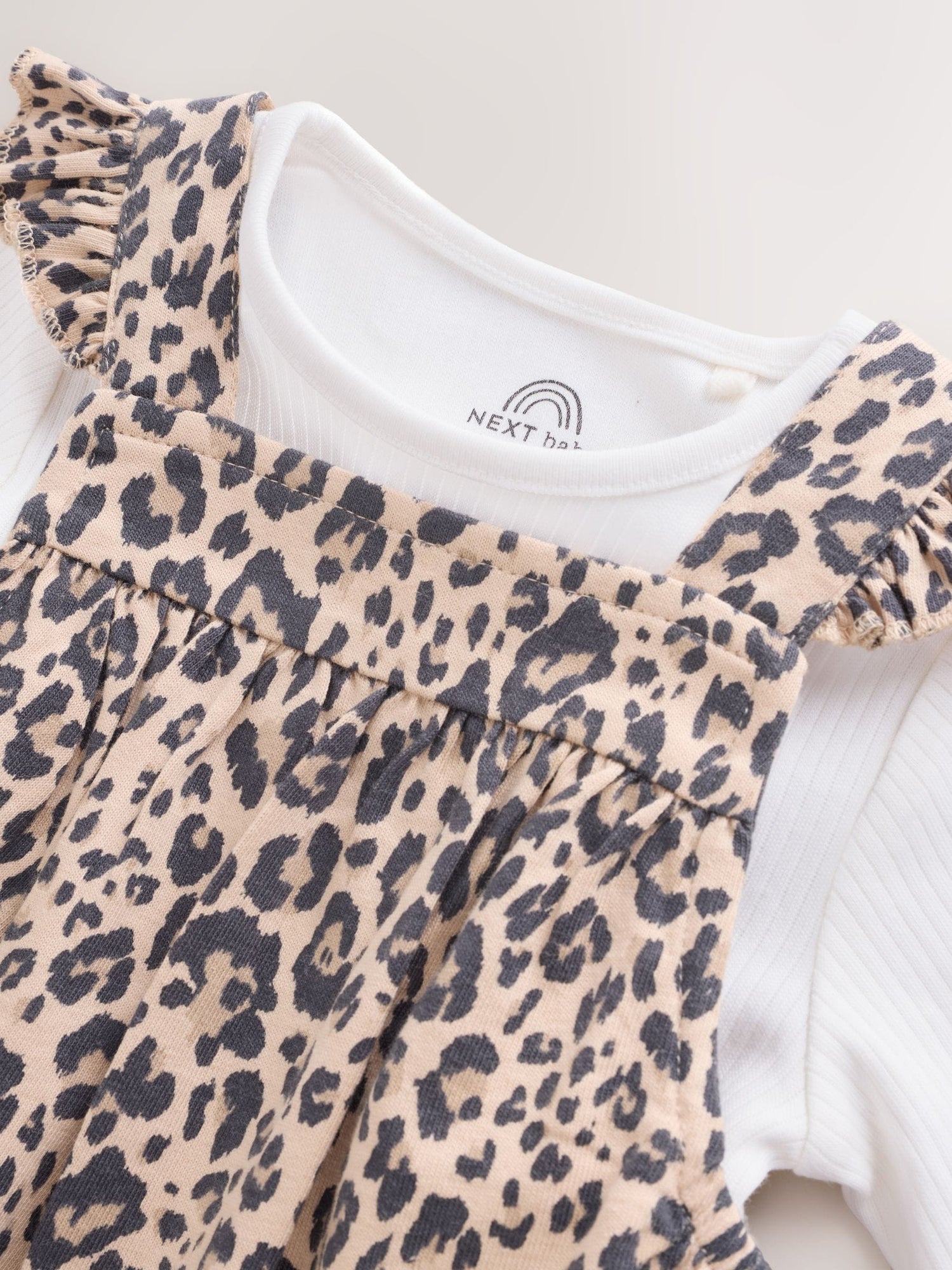 Leopard Print Baby Jersey Dungaree and Bodysuit 2 Piece Set (0mths-2yrs) - Size Up to 1 Month (56cm)