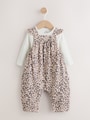 Leopard Print Baby Jersey Dungaree and Bodysuit 2 Piece Set (0mths-2yrs) - Size Up to 1 Month (56cm)