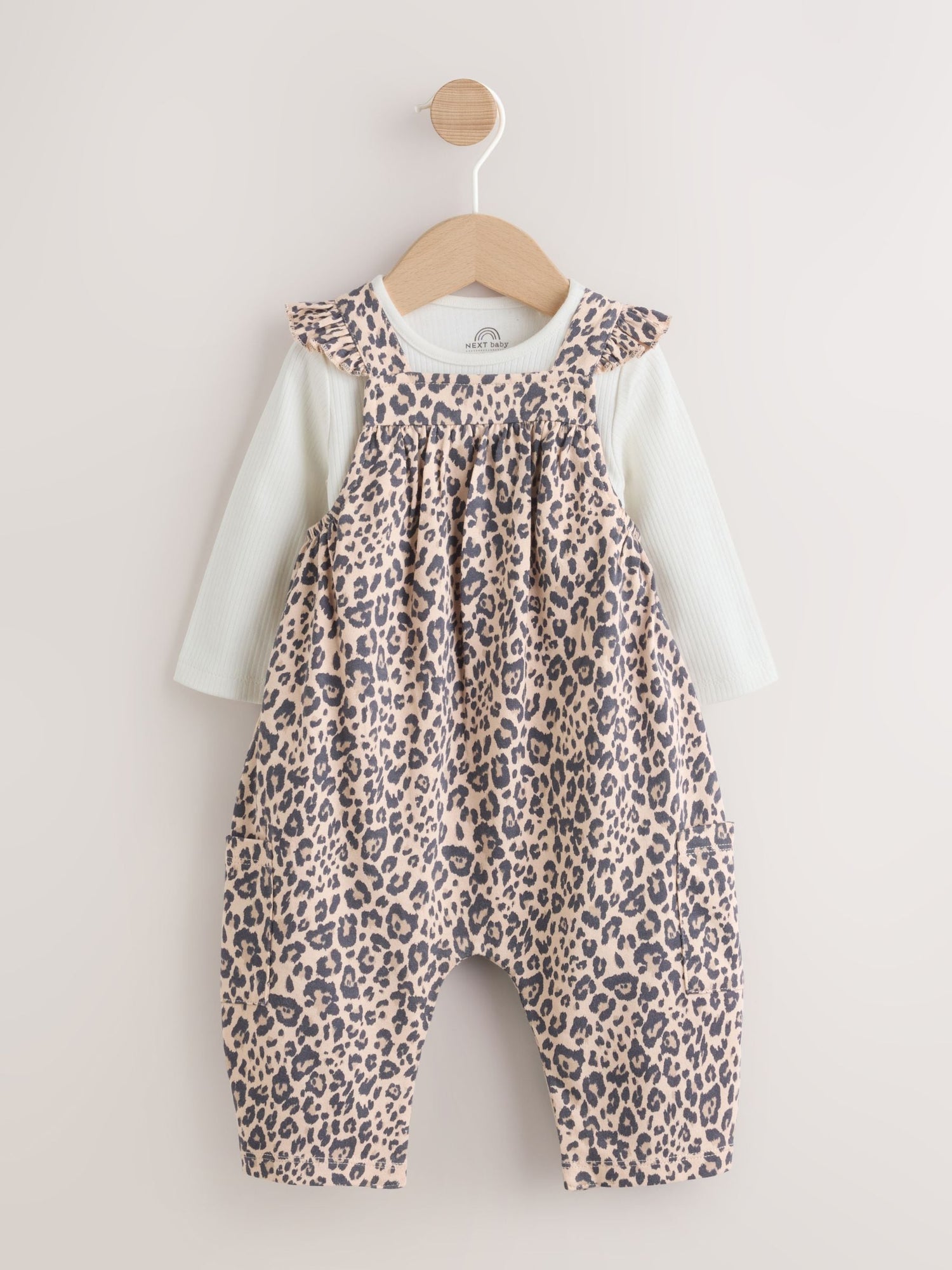 Leopard Print Baby Jersey Dungaree and Bodysuit 2 Piece Set (0mths-2yrs) - Size Up to 1 Month (56cm) - Default 1
