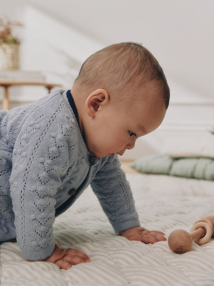 Blue Soft Touch Knitted Baby Cardigan (0mths-2yrs)