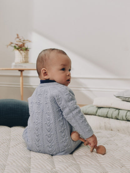 Blue Soft Touch Knitted Baby Cardigan (0mths-2yrs)