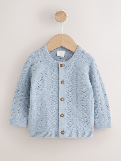 Blue Soft Touch Knitted Baby Cardigan (0mths-2yrs)