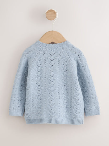 Blue Soft Touch Knitted Baby Cardigan (0mths-2yrs)