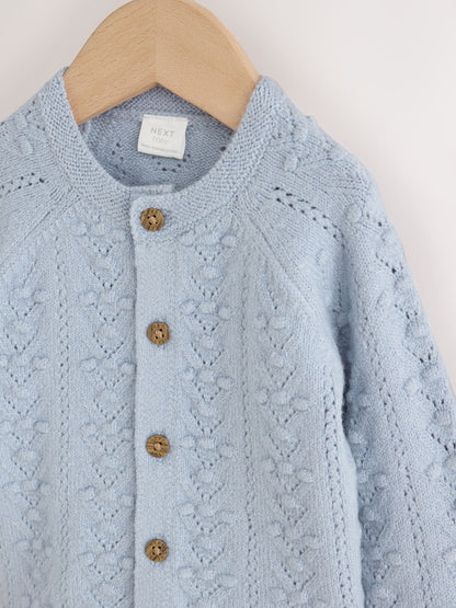 Blue Soft Touch Knitted Baby Cardigan (0mths-2yrs)