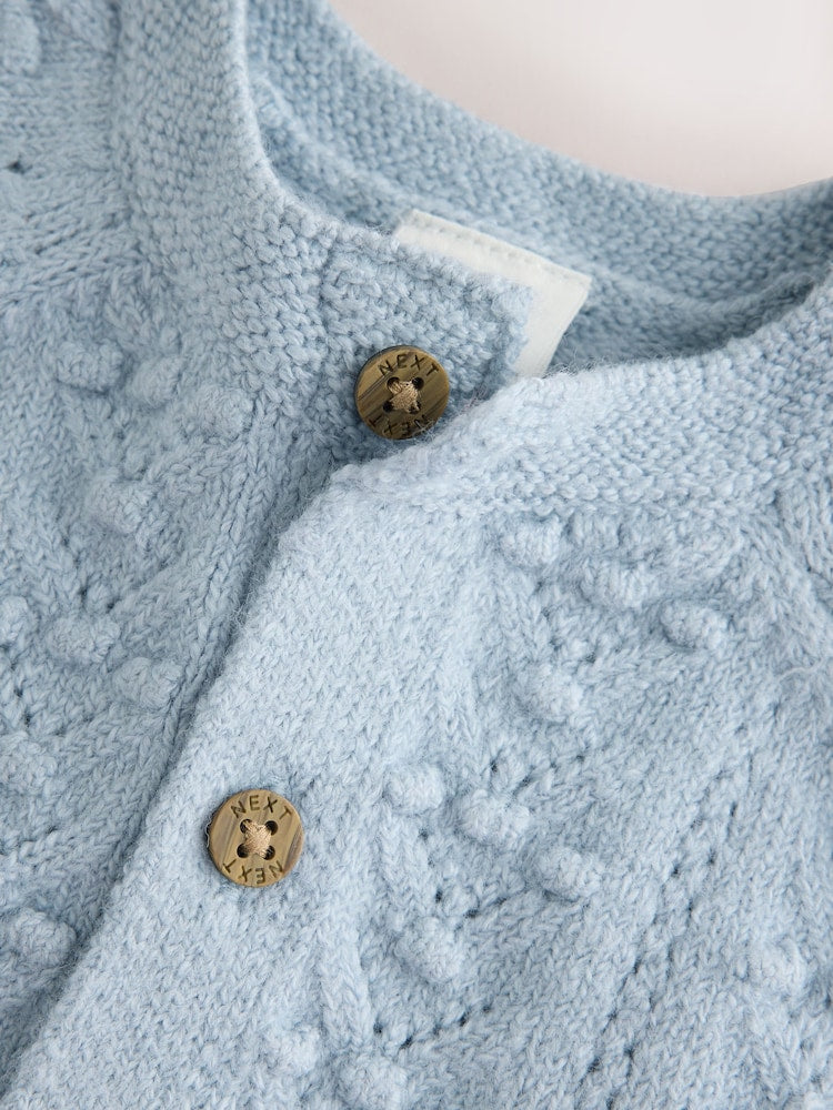 Blue Soft Touch Knitted Baby Cardigan (0mths-2yrs)
