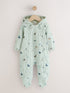 Green Dino Hooded Baby All-In-One (0mths-2yrs) - Up to 1 Month (50-56cm)