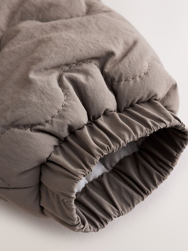 Neutral Brown Quilted Baby All-In-One Pramsuit