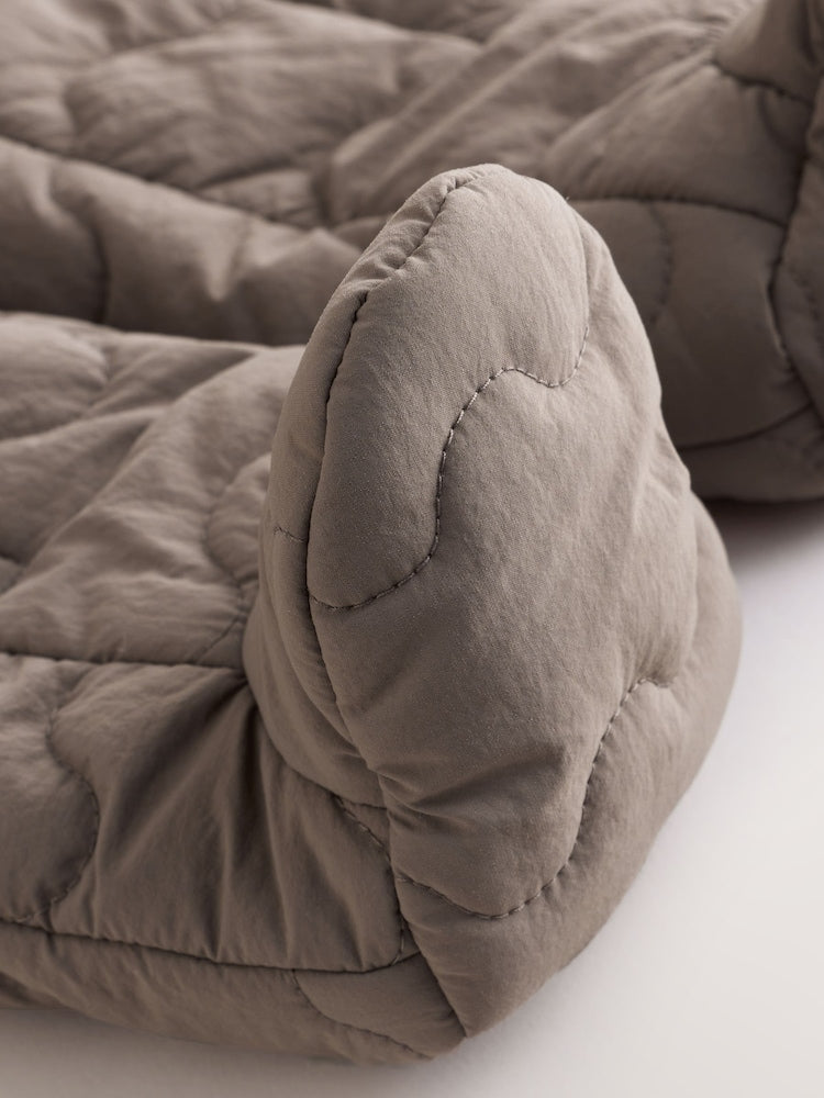 Neutral Brown Quilted Baby All-In-One Pramsuit
