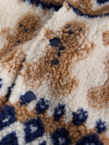 Navy Gingerbread Borg Fleece Shacket (3mths-7yrs)