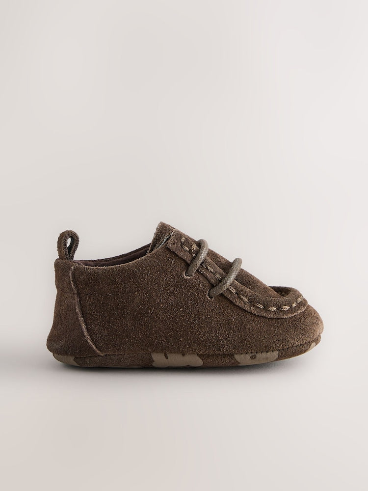 Chocolate Brown Baby Lace up Boots (0-2mths)