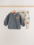 Charcoal Halloween Character Sweat and Legging Baby Set (0mths-2yrs) - Charcoal Halloween Character / Up to 1 Month (50-56cm)