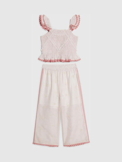River Island Pink Stripe Frill Top &amp; Frill Trousers Set - Size 12-18 Months (80-86cm) - River Island Pink Stripe Frill
