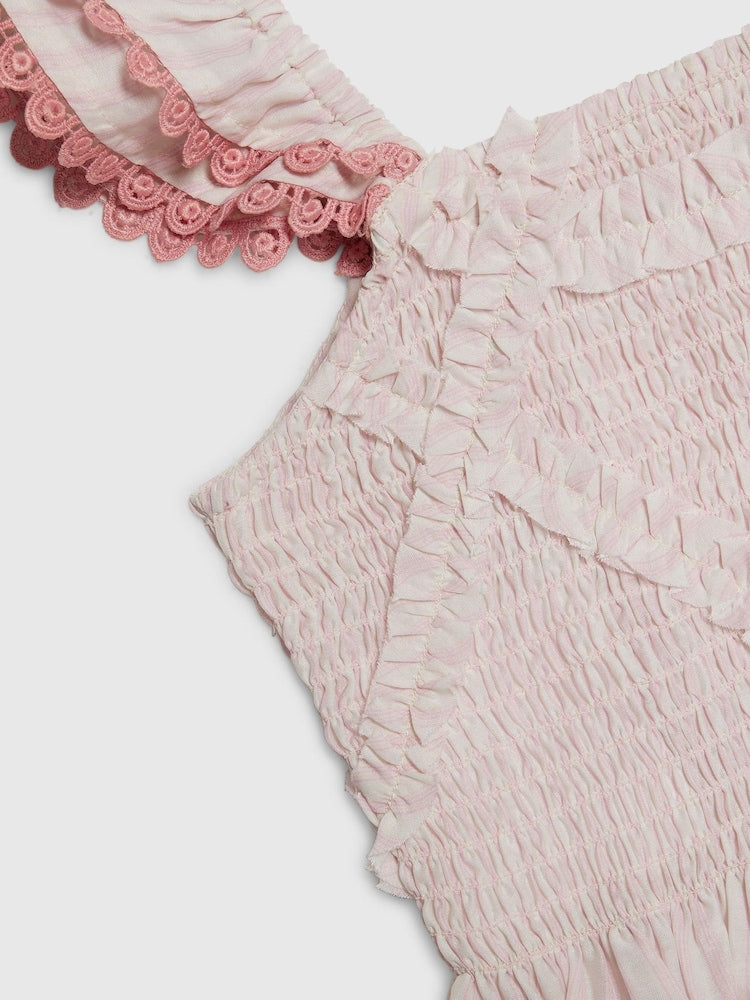 River Island Pink Stripe Frill Top &amp; Frill Trousers Set - Size 12-18 Months (80-86cm)