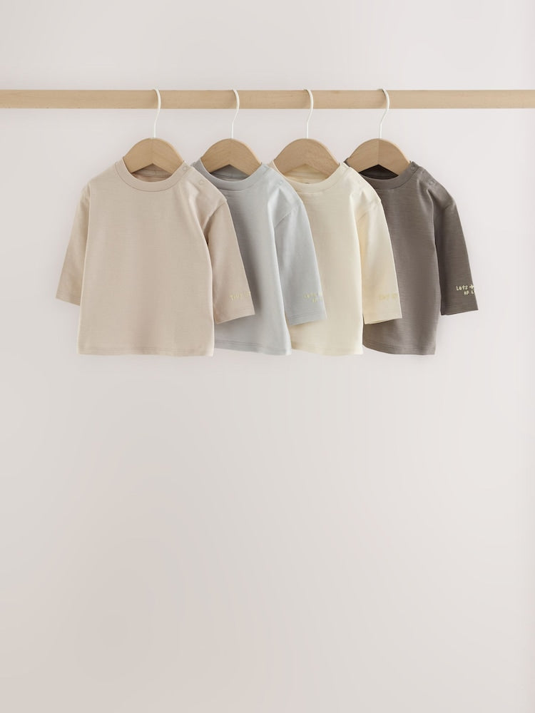 Grey Baby Long Sleeve T-Shirts 4 Pack (0mths-2yrs) - Grey / 12 - 18 Months (80 - 86cm)
