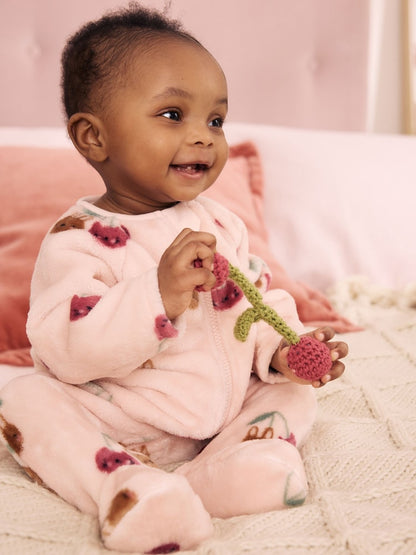 Pink Cat Two Way Zip Fleece Sleepsuit