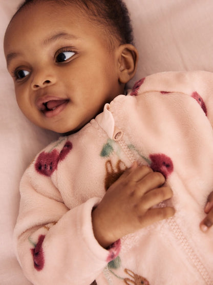 Pink Cat Two Way Zip Fleece Sleepsuit