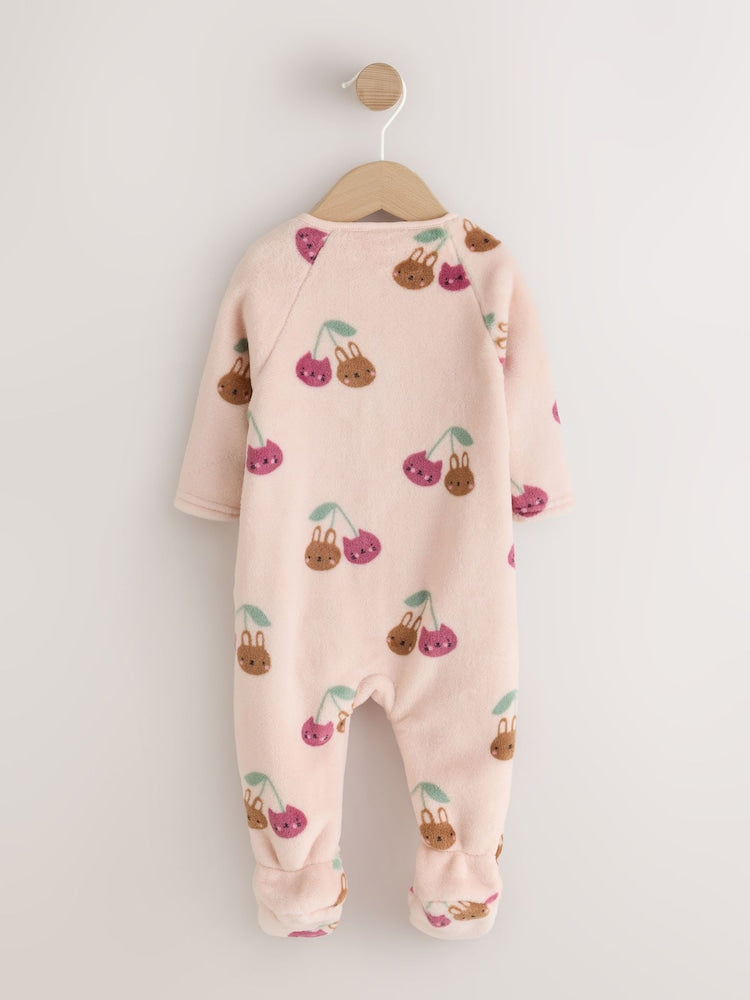 Pink Cat Two Way Zip Fleece Sleepsuit