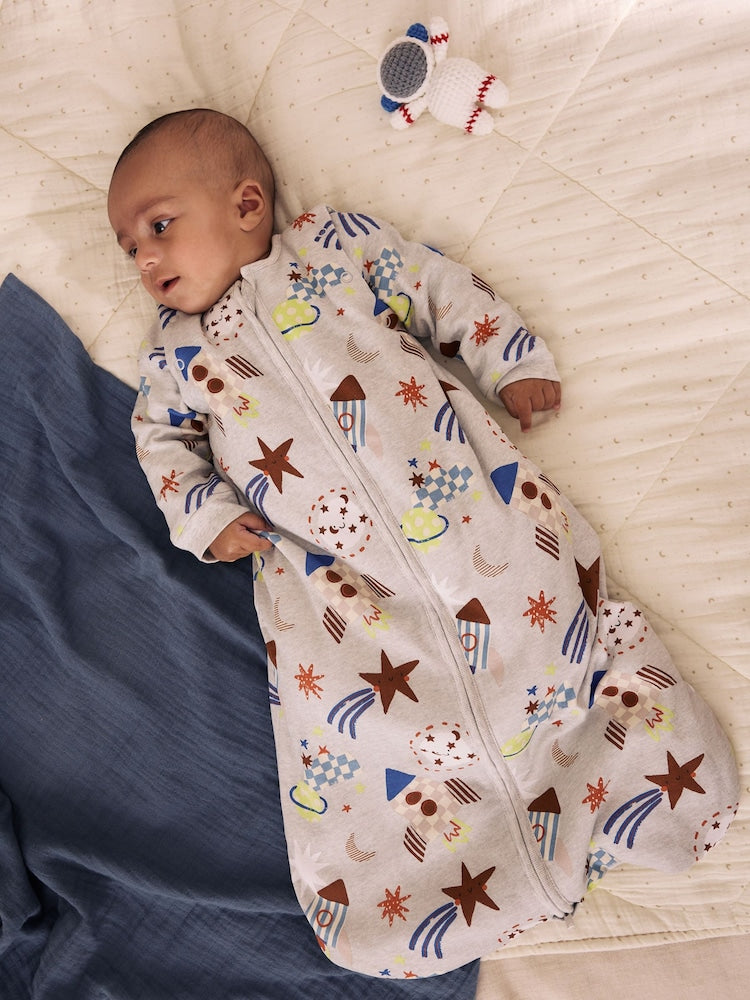 Grey Rockets 2.5 Tog Removable Sleeve Baby Sleep Bag - Up to 1 Month (50-56cm)