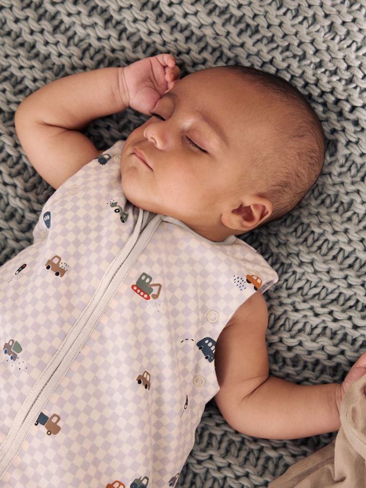 Checkerboard Cars 2.5 Tog Removable Sleeve Baby Sleep Bag