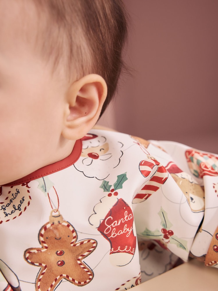 Christmas Character Bauble Weaning And Feeding Sleeved Bib