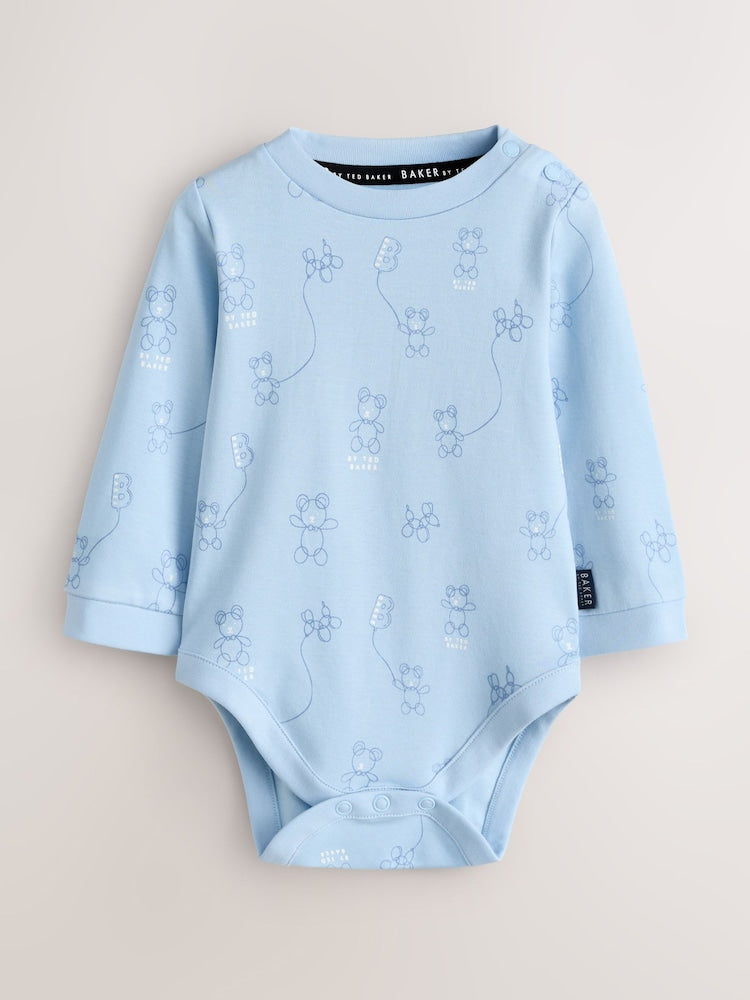 Baker by Ted Baker Blue 5 Piece Sleepsuit, Bodysuit, Hat and Bib Set