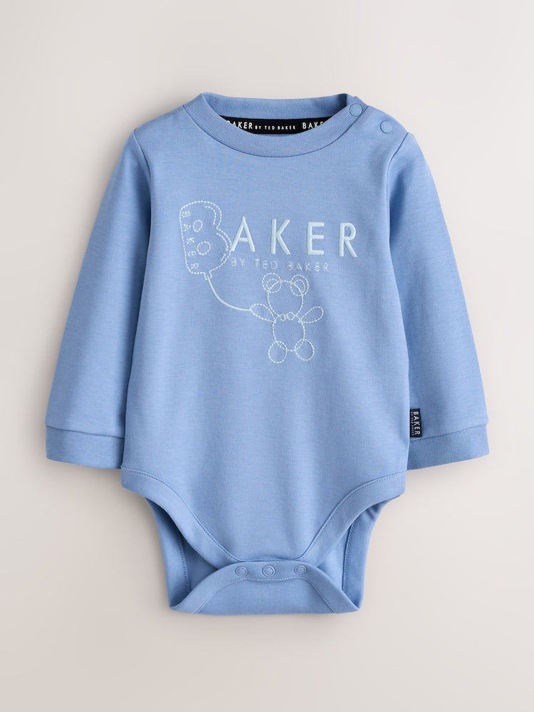 Baker by Ted Baker Blue 5 Piece Sleepsuit, Bodysuit, Hat and Bib Set