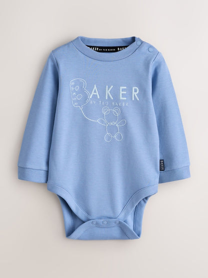 Baker by Ted Baker Blue 5 Piece Sleepsuit, Bodysuit, Hat and Bib Set