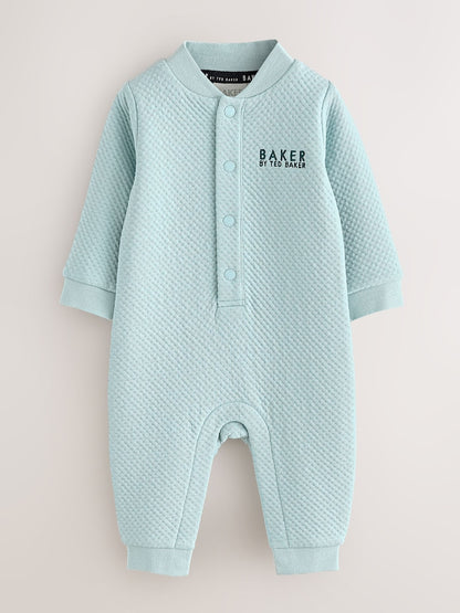 Baker by Ted Baker Blue Green Textured Microquilt Romper