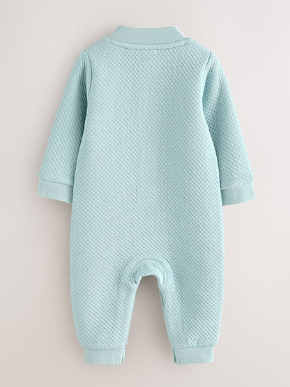 Baker by Ted Baker Blue Green Textured Microquilt Romper