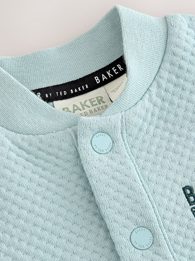 Baker by Ted Baker Blue Green Textured Microquilt Romper