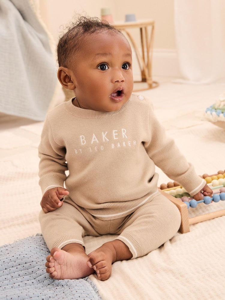Baker by Ted Baker Neutral Knit Knitted Top and Joggers Set