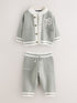 Baker by Ted Baker Green 3 Piece Knitted Varsity Cardigan T-Shirt and Joggers Set 3 Piece - Size Up To 3 Months (50 - 62cm)