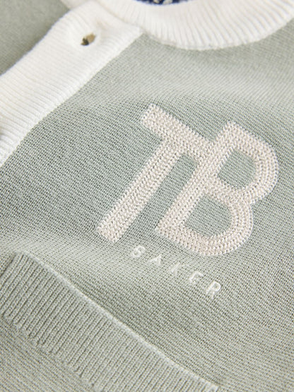 Baker by Ted Baker Green 3 Piece Knitted Varsity Cardigan T-Shirt and Joggers Set 3 Piece - Size Up To 3 Months (50 - 62cm)