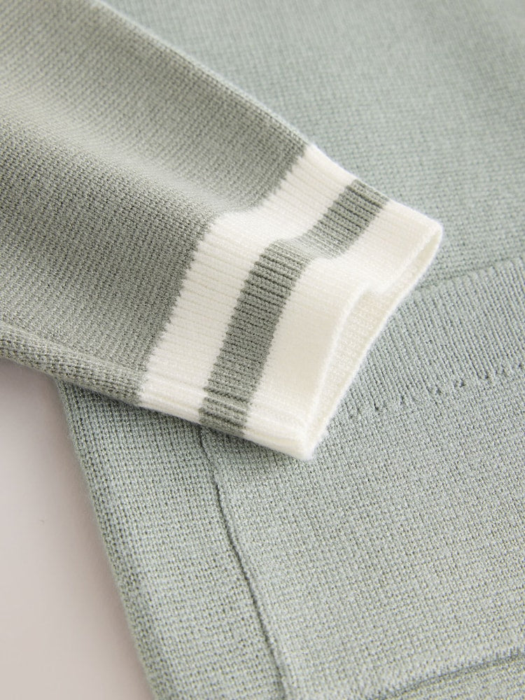 Baker by Ted Baker Green 3 Piece Knitted Varsity Cardigan T-Shirt and Joggers Set 3 Piece - Size Up To 3 Months (50 - 62cm)