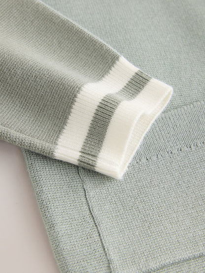 Baker by Ted Baker Green 3 Piece Knitted Varsity Cardigan T-Shirt and Joggers Set 3 Piece - Size Up To 3 Months (50 - 62cm)