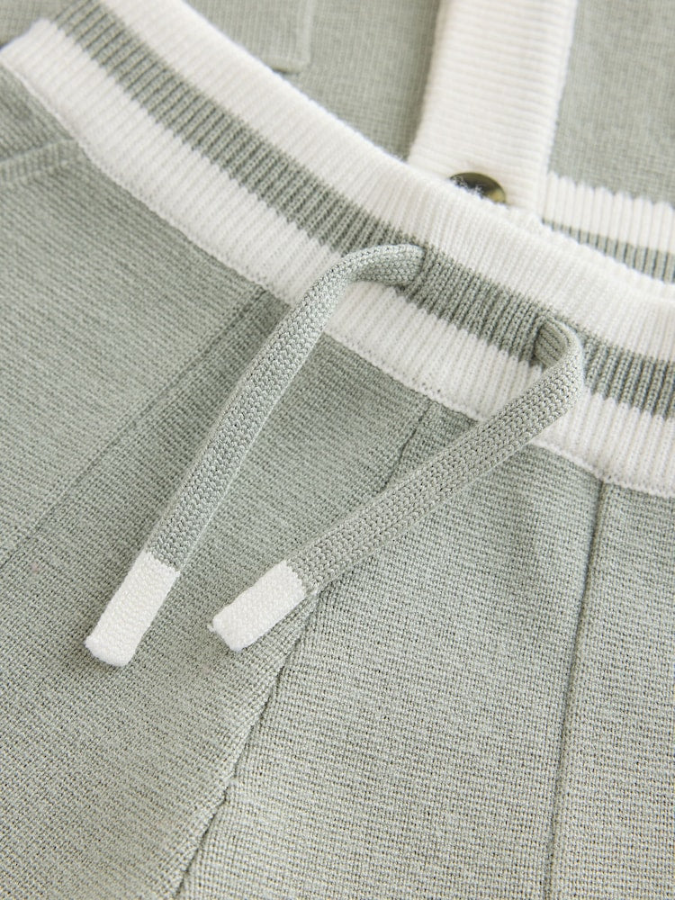 Baker by Ted Baker Green 3 Piece Knitted Varsity Cardigan T-Shirt and Joggers Set 3 Piece - Size Up To 3 Months (50 - 62cm)