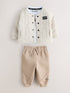 Baker by Ted Baker Stone 3 Piece Quilted Jacket, T-Shirt and Joggers Set - Size Newborn
