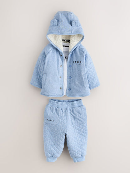 Baker by Ted Baker Blue 3 Piece Quilted Jacket, T-Shirt and Trousers Set