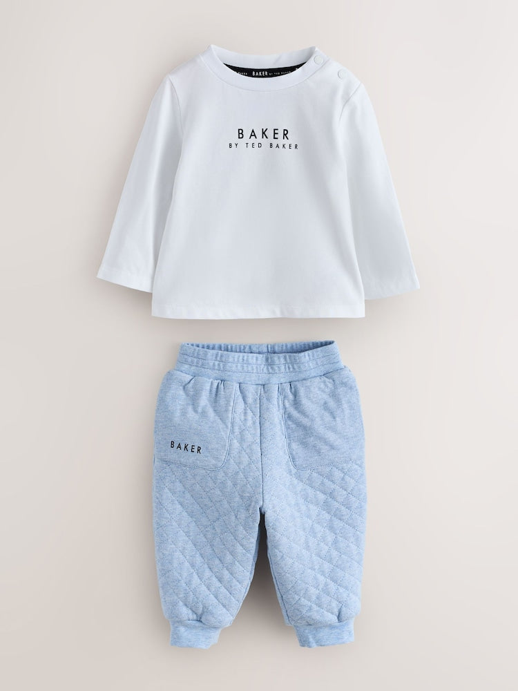 Baker by Ted Baker Blue 3 Piece Quilted Jacket, T-Shirt and Trousers Set
