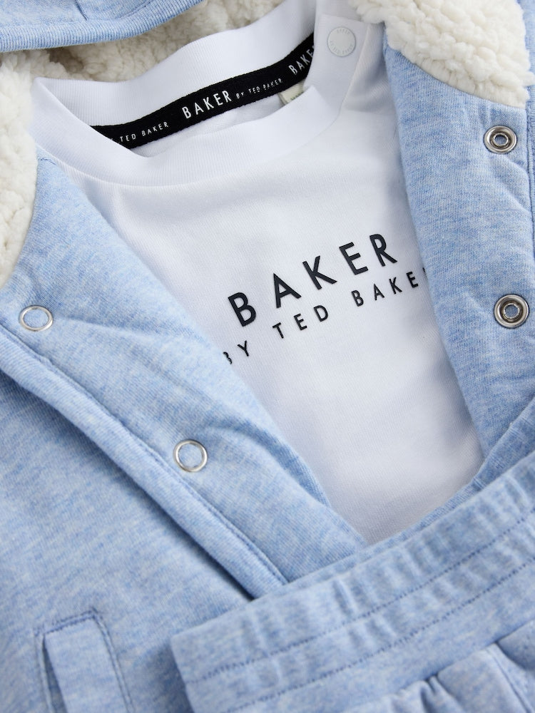 Baker by Ted Baker Blue 3 Piece Quilted Jacket, T-Shirt and Trousers Set