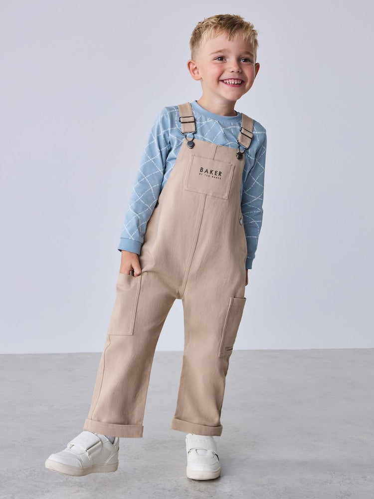 Baker by Ted Baker Blue Stone Dungaree and Graphic T-Shirts Set