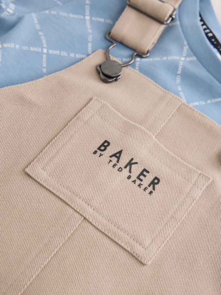 Baker by Ted Baker Blue Stone Dungaree and Graphic T-Shirts Set